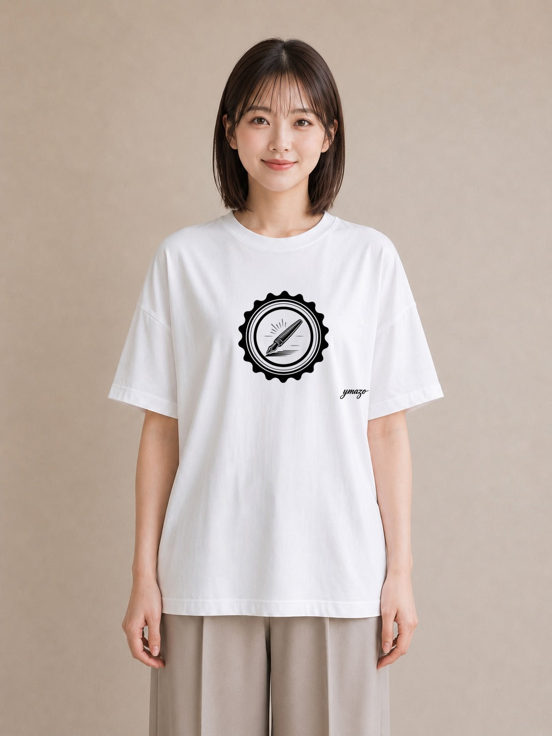 Tシャツ レディース 封蝋 手紙 アンティーク ナチュラル イラスト フェミニン 通勤 在宅 白T