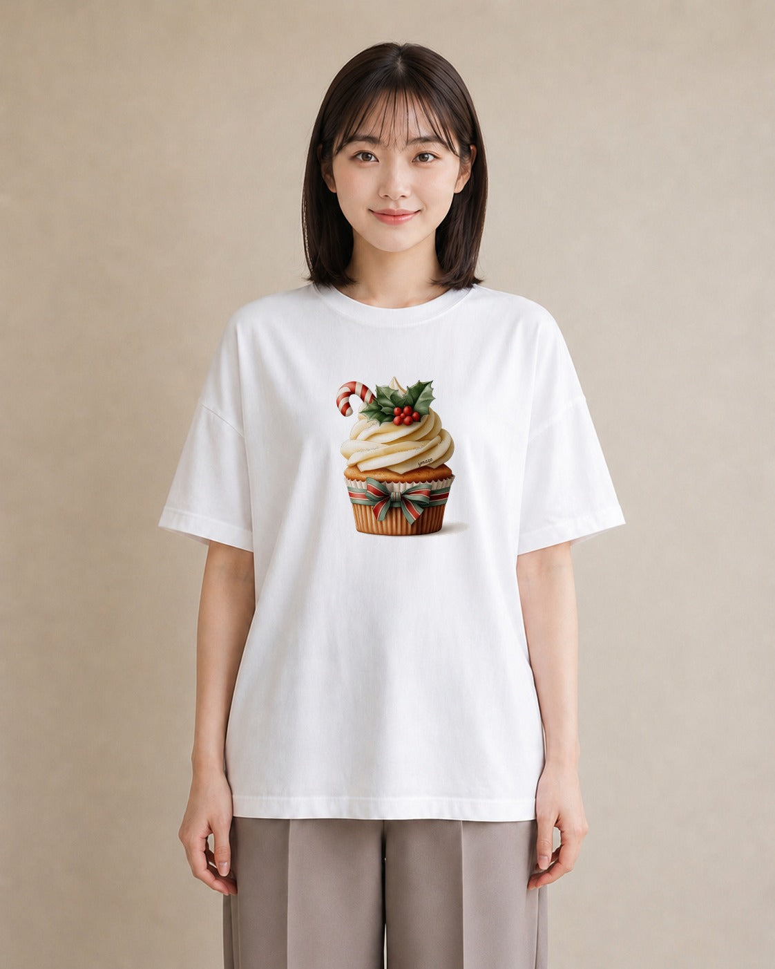 プリントTシャツ レディース マフィン 食べ物 フード イラスト モード レイヤード 友達ギフト 白T