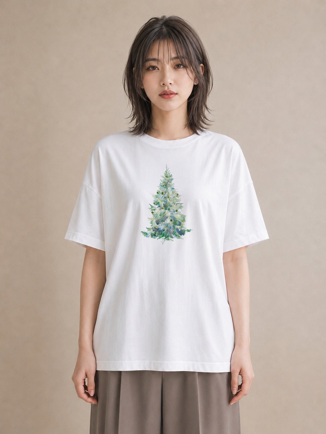 Tシャツ レディース 木 植物 ボタニカル イラスト 普段使い 海 カフェ巡り 白T