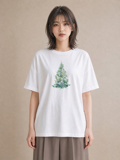 Tシャツ レディース 木 植物 ボタニカル イラスト 普段使い 海 カフェ巡り 白T