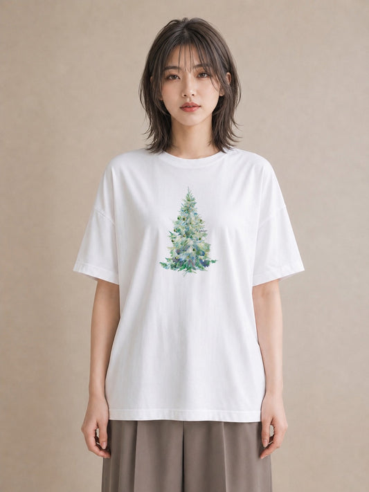 Tシャツ レディース 木 植物 ボタニカル イラスト 普段使い 海 カフェ巡り 白T