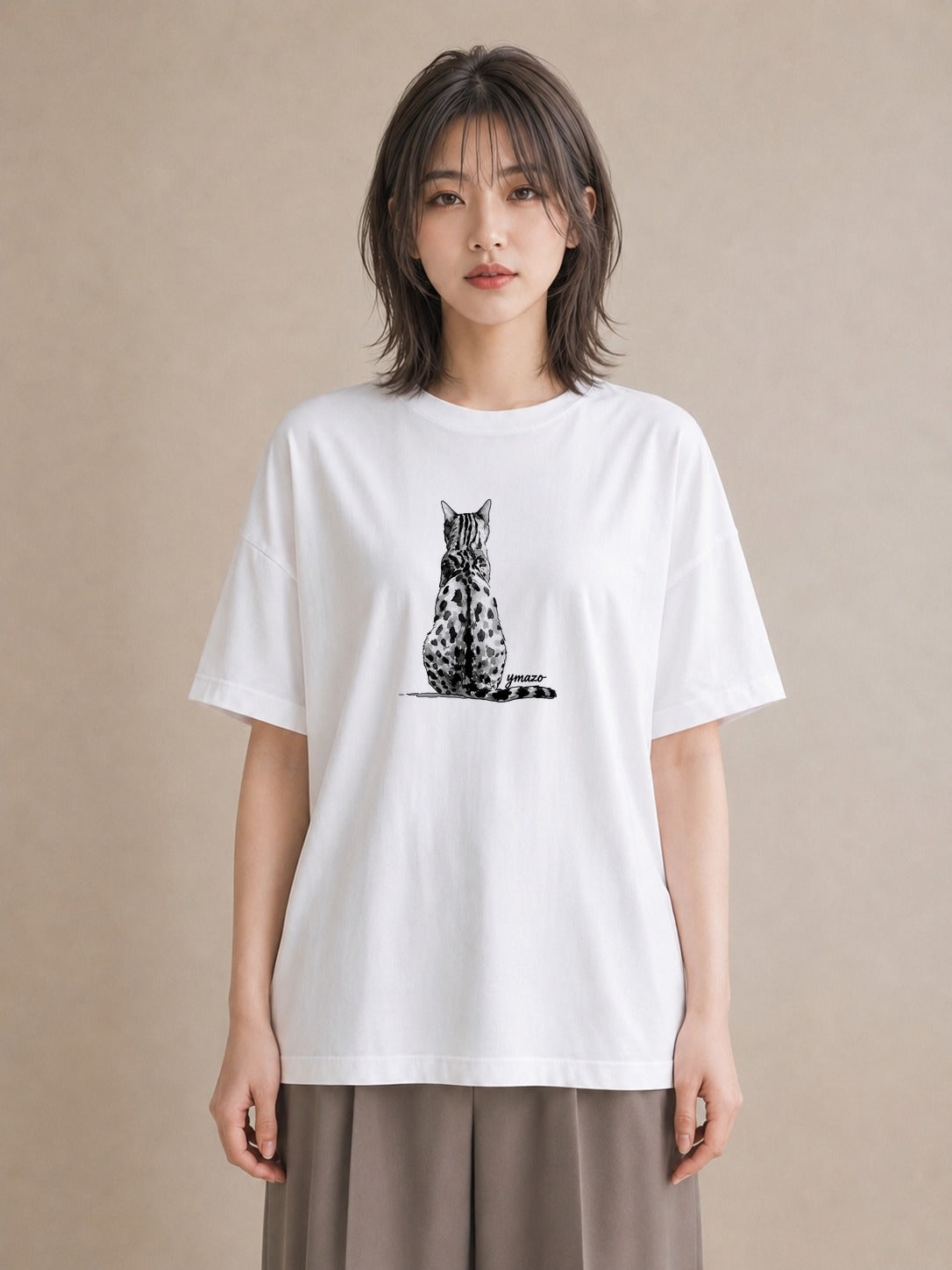 グラフィックTシャツ レディース 三毛猫 みけねこ 三毛 猫 ねこ イラスト ユニーク 誕生日プレゼント 綿100 白T