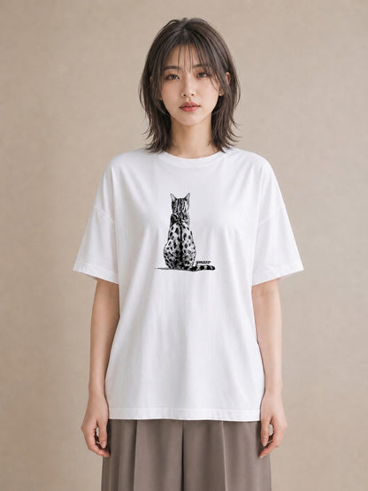 グラフィックTシャツ レディース 三毛猫 みけねこ 三毛 猫 ねこ イラスト ユニーク 誕生日プレゼント 綿100 白T