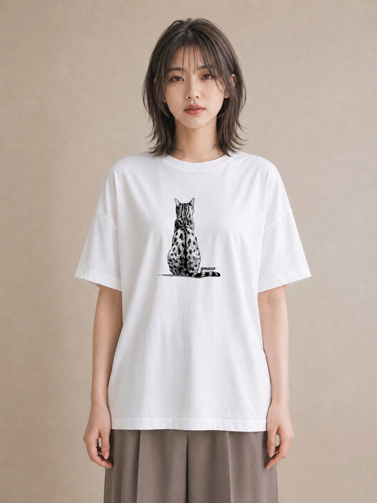グラフィックTシャツ レディース 三毛猫 みけねこ 三毛 猫 ねこ イラスト ユニーク 誕生日プレゼント 綿100 白T