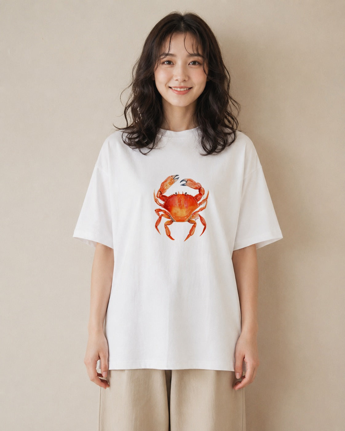 デザインTシャツ レディース ヤドカリ 海の生き物 海 イラスト ラフ ルームウェア ギフト 白T