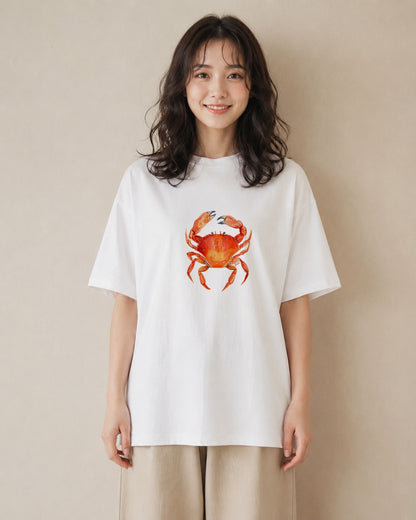 デザインTシャツ レディース ヤドカリ 海の生き物 海 イラスト ラフ ルームウェア ギフト 白T