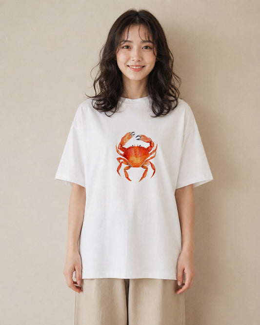 デザインTシャツ レディース ヤドカリ 海の生き物 海 イラスト ラフ ルームウェア ギフト 白T