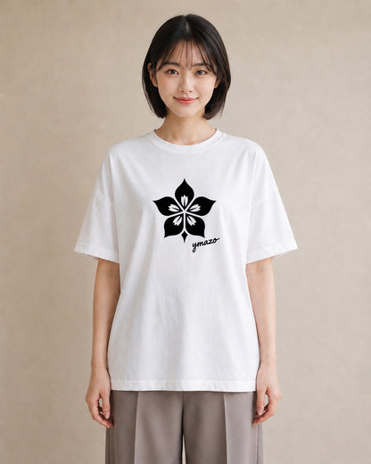 半袖Tシャツ レディース 扇子 そよ風 ナチュラル アンティーク イラスト カジュアル ペアコーデ 秋コーデ 白T