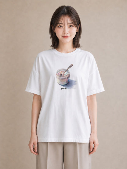 半袖Tシャツ レディース 抹茶 食べ物 フード イラスト 休日コーデ お出かけ 普段着 白T