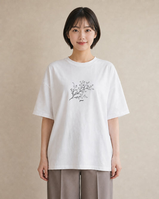 Tシャツ レディース さくら 桜 桜の枝 イラスト 韓国風 夏コーデ 通学 白T