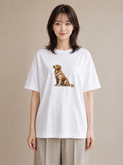 グラフィックTシャツ レディース ゴールデンレトリバー ゴールデン 犬 いぬ イラスト 北欧風 散歩 お出かけ 白T