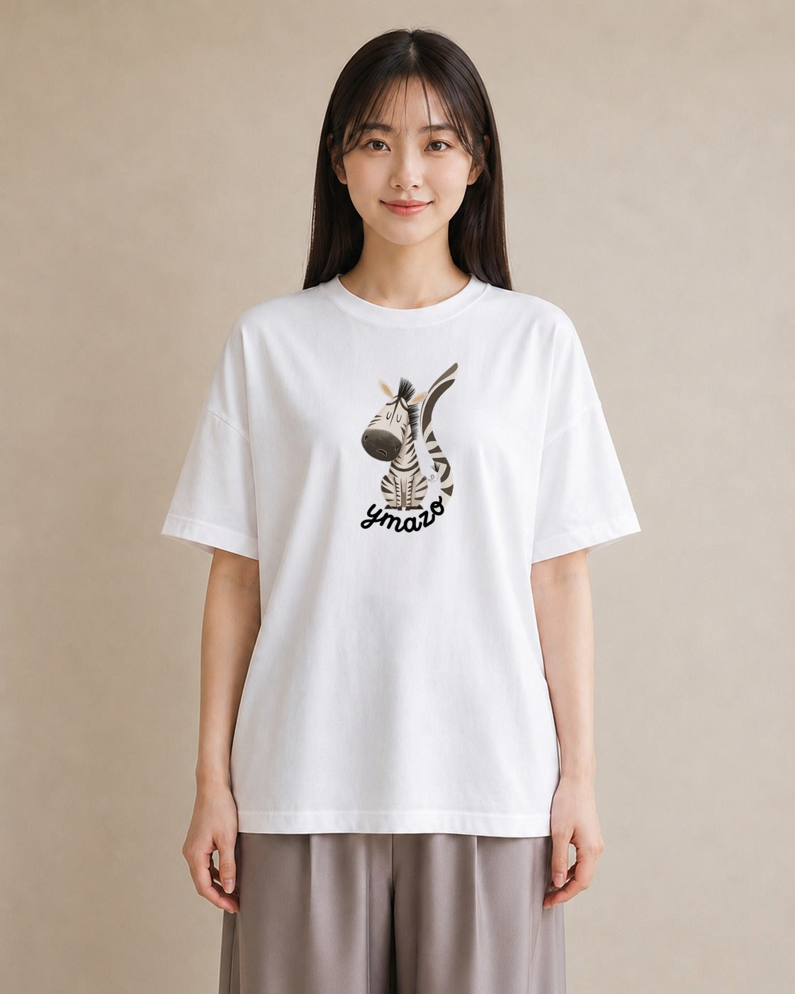 半袖Tシャツ レディース しまうま 動物 アニマル イラスト ナチュラル 友達ギフト 部屋着 白T