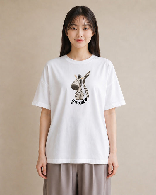 半袖Tシャツ レディース しまうま 動物 アニマル イラスト ナチュラル 友達ギフト 部屋着 白T