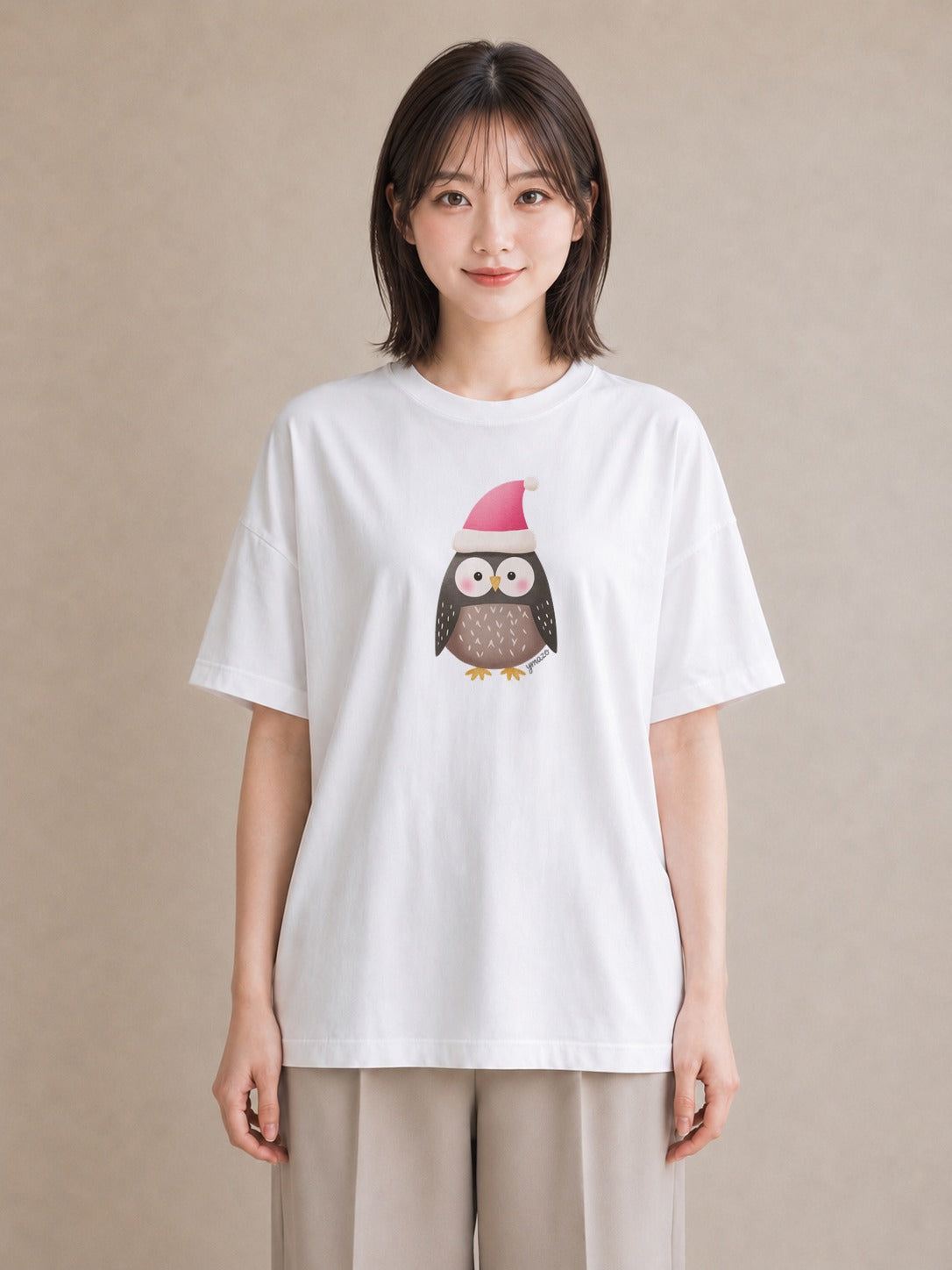 グラフィックTシャツ レディース シロフクロウ 動物 アニマル イラスト モード 夏コーデ 通学 白T