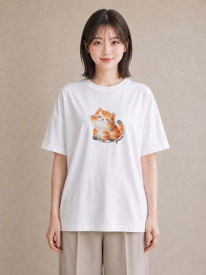 グラフィックTシャツ レディース アメリカンショートヘア 猫 ねこ イラスト 送別ギフト 通勤 白T