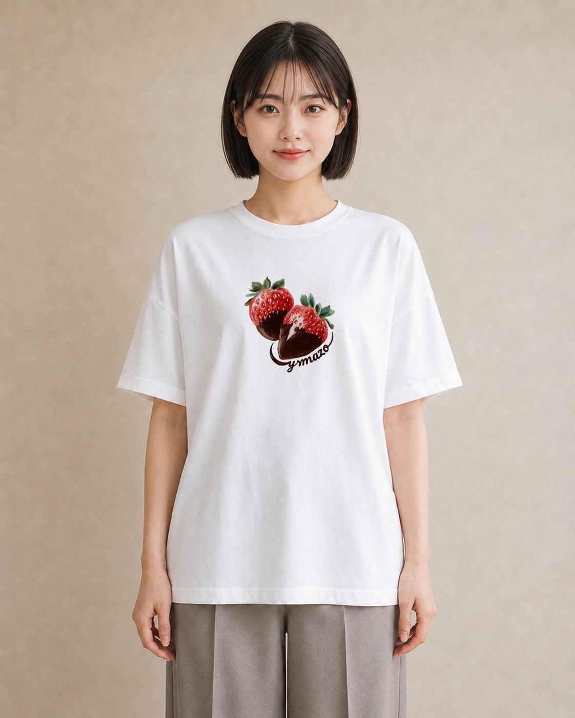 グラフィックTシャツ レディース チョコ 食べ物 フード イラスト ニュアンス ママ カフェ服 白T