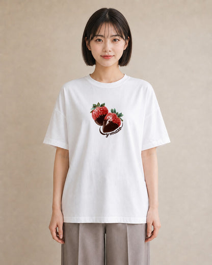 グラフィックTシャツ レディース チョコ 食べ物 フード イラスト ニュアンス ママ カフェ服 白T