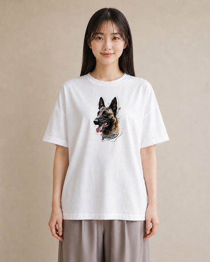 デザインTシャツ レディース ジャーマンシェパード 犬 いぬ イラスト カジュアル ギフト 母の日 白T
