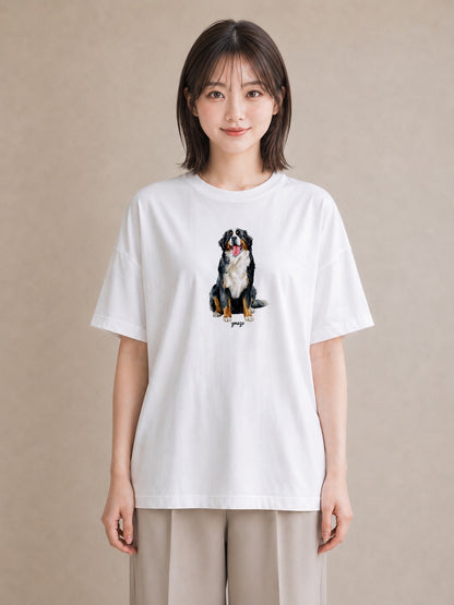 デザインTシャツ レディース バーニーズマウンテンドッグ 犬 いぬ イラスト 可愛い 姉妹 送別ギフト 白T