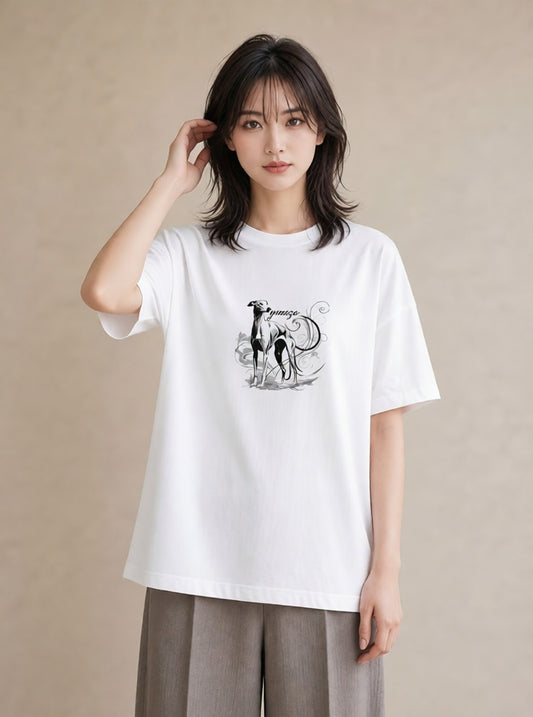 Tシャツ レディース イタリアングレーハウンド 犬 いぬ イラスト 旅行コーデ 週末コーデ 敬老の日 白T