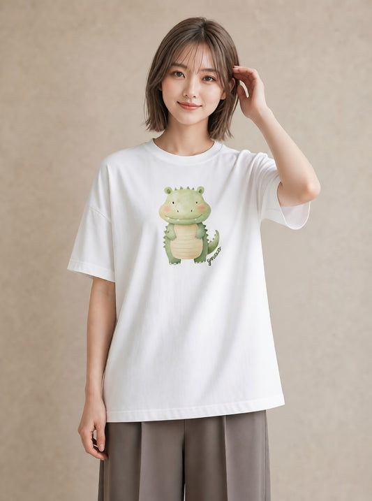 グラフィックTシャツ レディース ヤモリ ペット 動物 イラスト ボタニカル 在宅 公園 白T