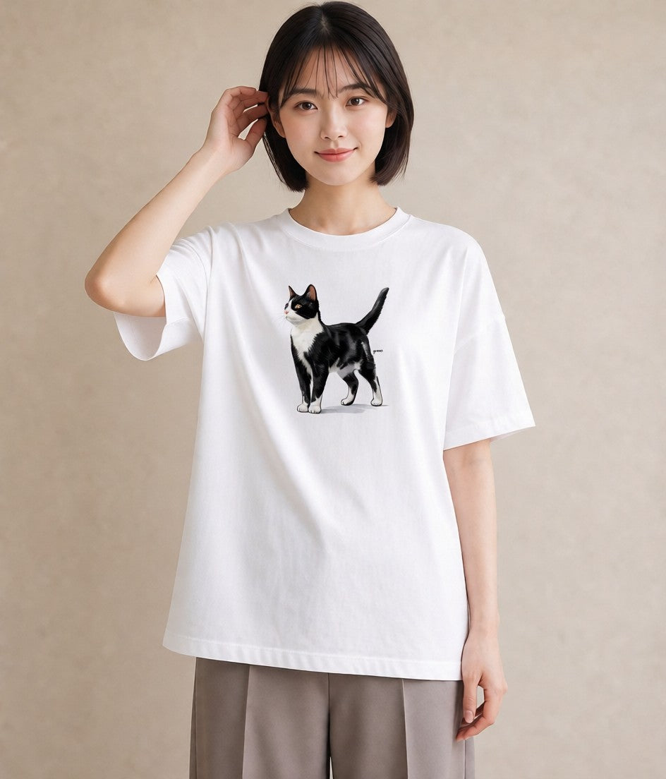 グラフィックTシャツ レディース 三毛猫 みけねこ 三毛 猫 ねこ イラスト きれいめ デイリーウェア 休日 白T