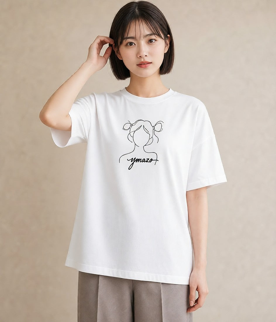 Tシャツ レディース 手鏡 アンティーク レトロ ナチュラル イラスト 普段使い 母娘コーデ 自分用 白T
