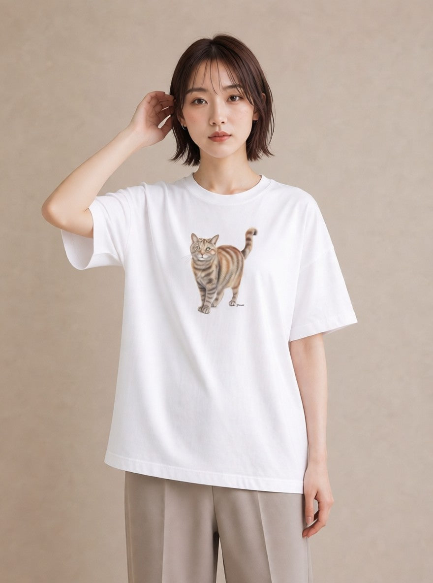 Tシャツ レディース 猫 ねこ イラスト ゆるかわ デート 帰省 白T