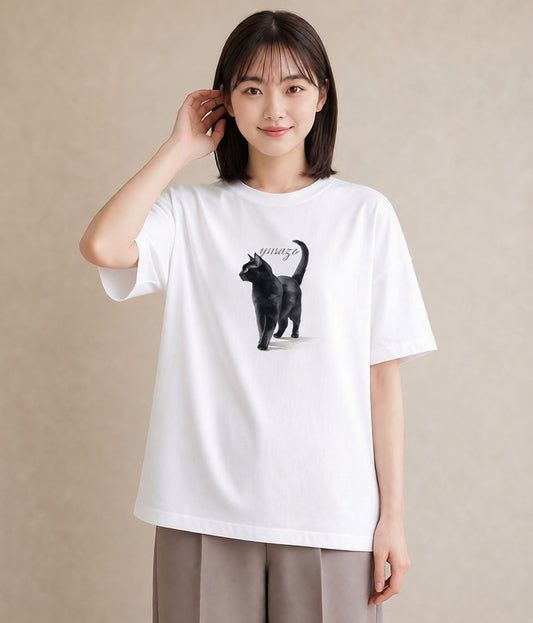 デザインTシャツ レディース シャム 猫 ねこ イラスト 淡色 デイリーウェア 休日 白T