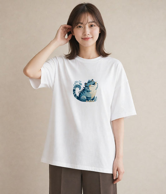 半袖Tシャツ レディース とら 動物 アニマル イラスト きれいめ お揃い 親子 白T