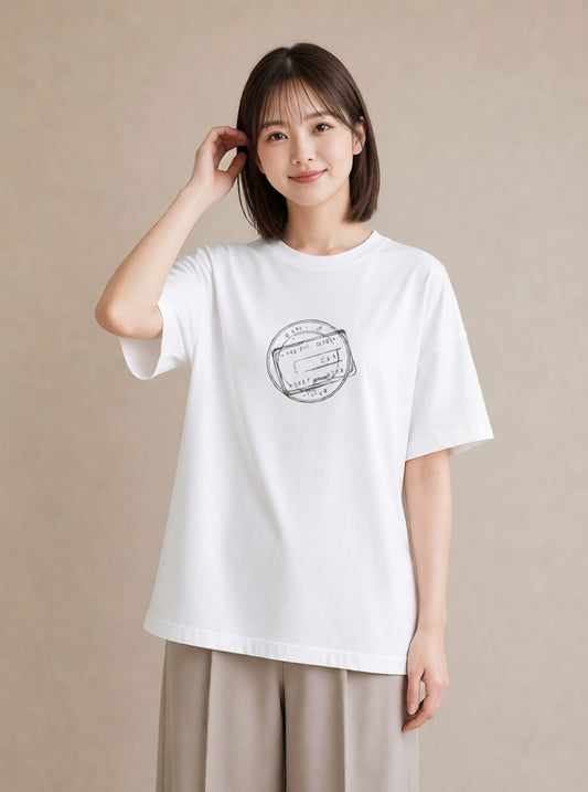 プリントTシャツ レディース 旅 トラベル スタンプ イラスト 北欧風 母娘コーデ 自分用 白T