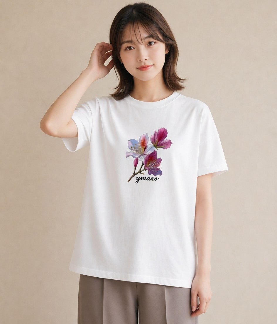Tシャツ レディース 花 花柄 イラスト カジュアル 敬老の日 ホワイトデー 白T