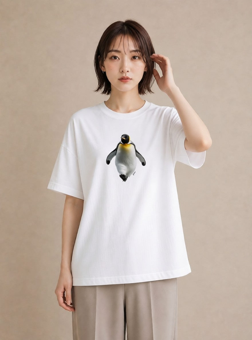 半袖Tシャツ レディース コウテイペンギン 動物 アニマル イラスト こなれ感 旅行 母娘コーデ 白T