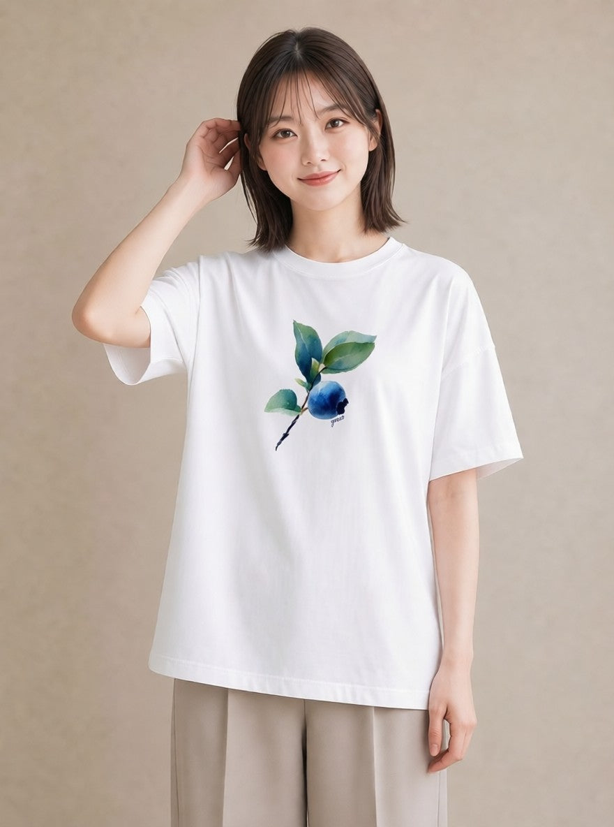 半袖Tシャツ レディース 木の実 植物 ボタニカル イラスト ゆるかわ 友達ギフト 部屋着 白T