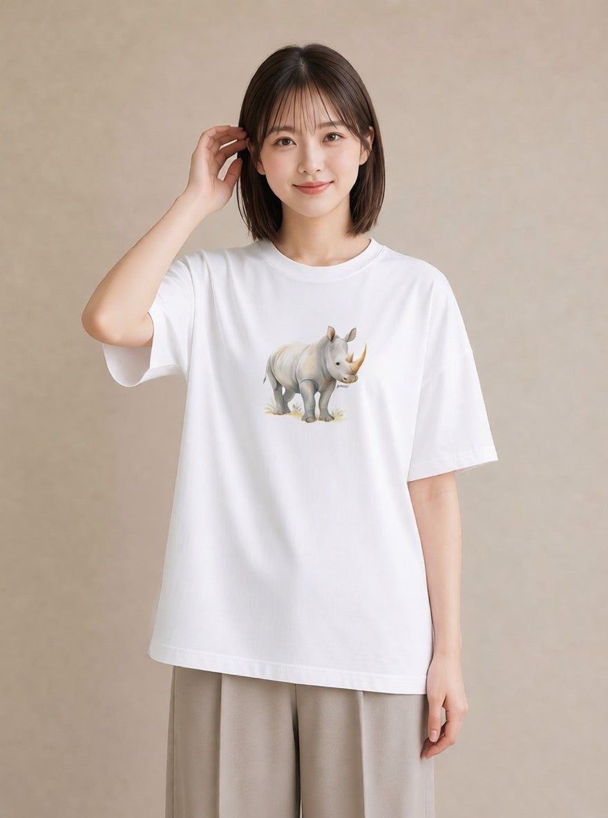 Tシャツ レディース カバ 動物 アニマル イラスト カジュアル 部屋着 女性向けギフト 白T
