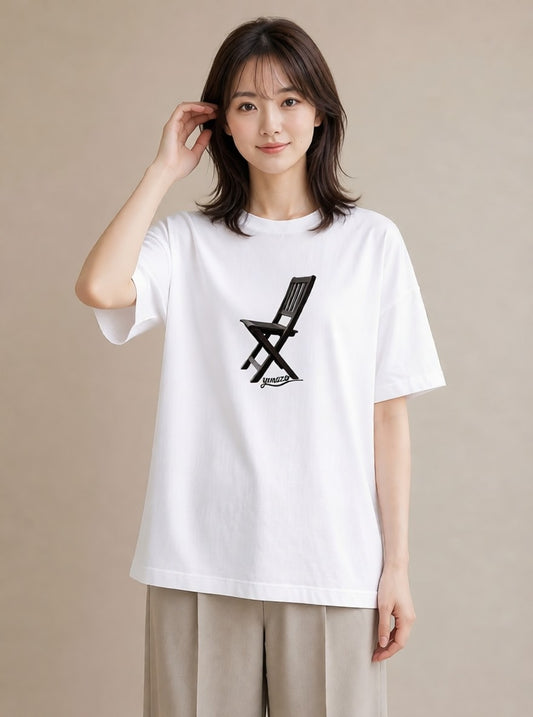 プリントTシャツ レディース 窓辺の椅子 窓辺 椅子 ナチュラル アンティーク イラスト 韓国風 ペアコーデ 秋コーデ 白T