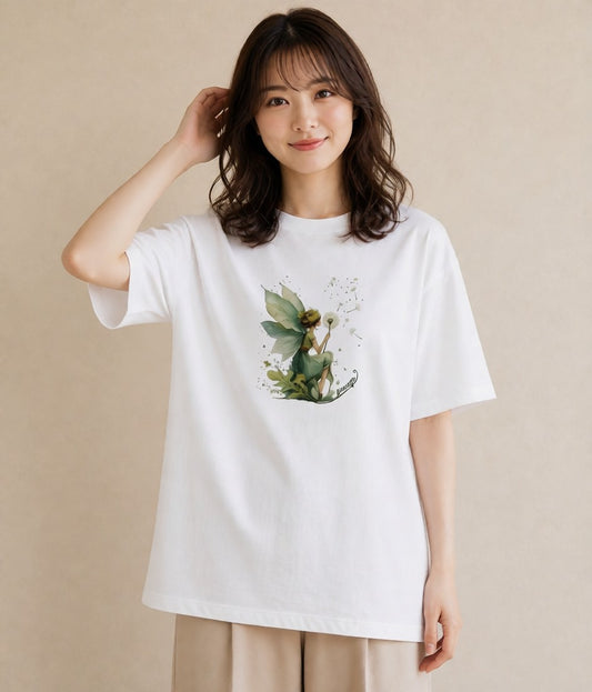 半袖Tシャツ レディース たんぽぽ 花 花柄 イラスト 抜け感 敬老の日 ホワイトデー 白T