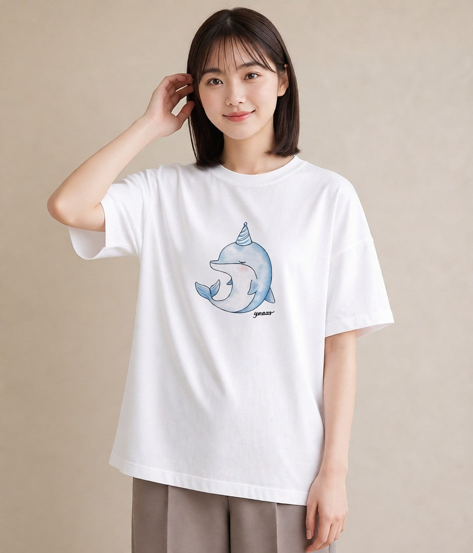 デザインTシャツ レディース マンボウ 海の生き物 海 イラスト ニュアンス 散歩 お出かけ 白T