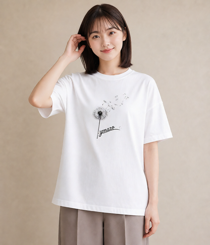デザインTシャツ レディース たんぽぽ 花 花柄 イラスト シック 敬老の日 ホワイトデー 白T