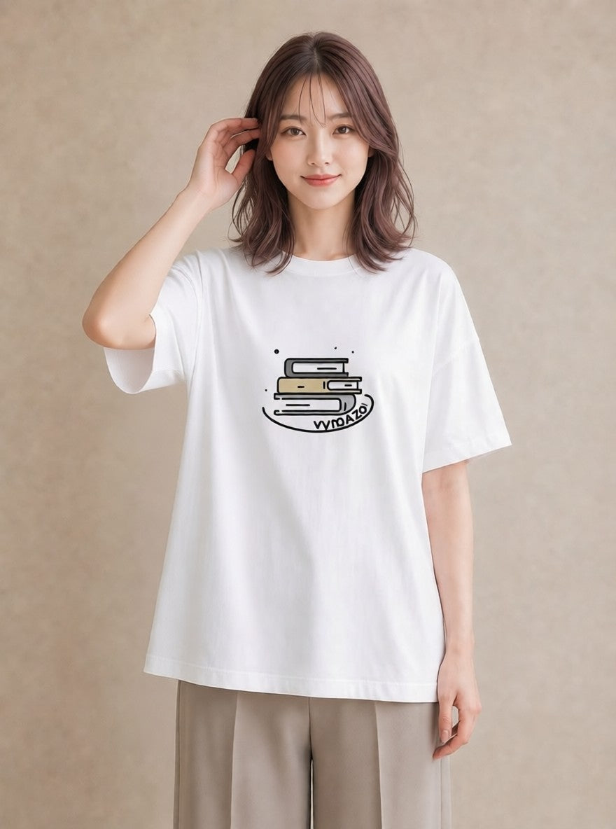 半袖Tシャツ レディース 本 読書 ブック イラスト 個性的 ギフト 母の日 白T