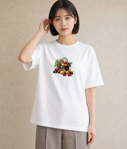プリントTシャツ レディース 実り 植物 ボタニカル イラスト 上品 母の日 ビーチ 白T