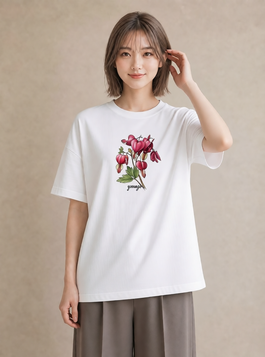 半袖Tシャツ レディース 彼岸花 花 花柄 イラスト 休日コーデ 女性向けギフト 散歩 白T