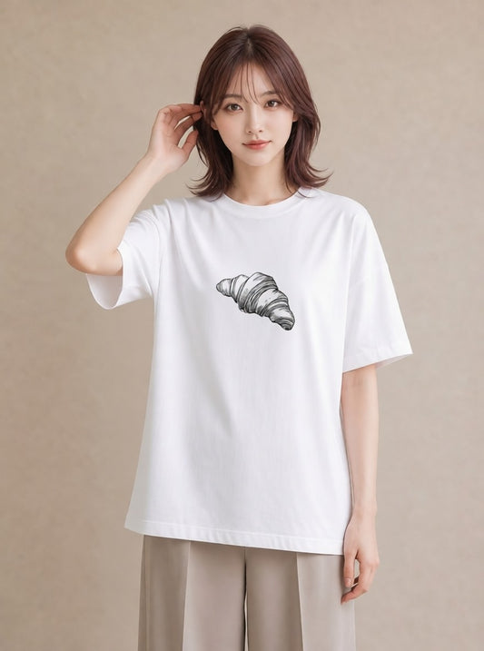 グラフィックTシャツ レディース パン ベーカリー イラスト ゆるコーデ ホワイトデー 春服 白T
