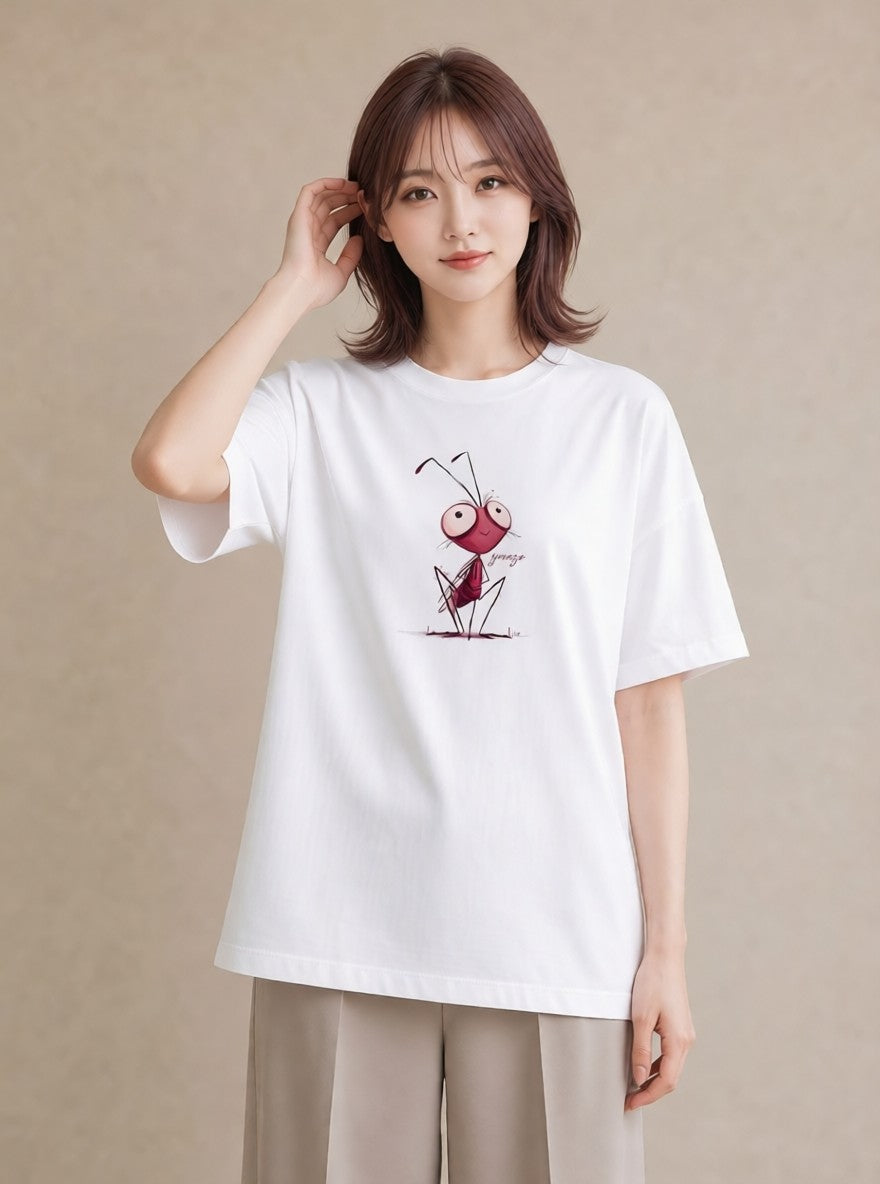 半袖Tシャツ レディース アリ 昆虫 虫 イラスト 可愛い ギフト 母の日 白T
