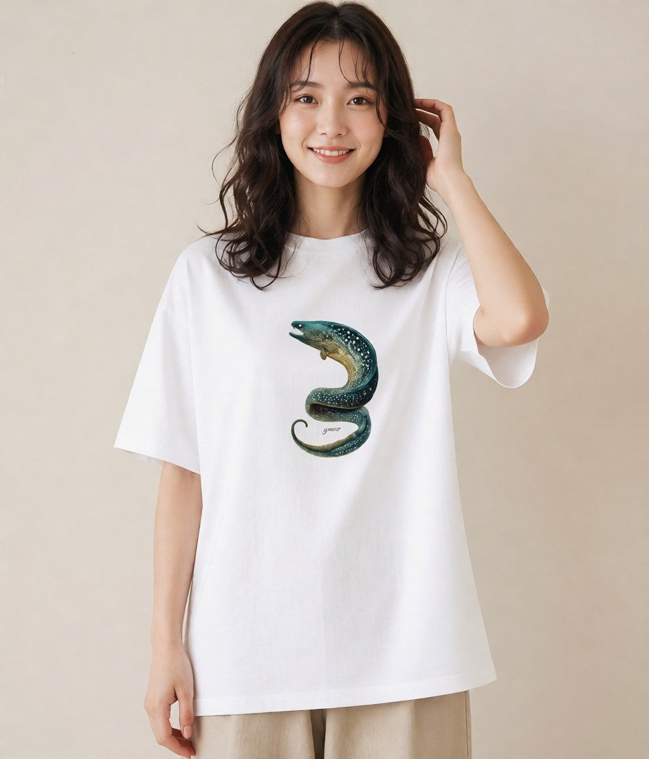 プリントTシャツ レディース チンアナゴ 海の生き物 海 イラスト ミニマル 散歩 お出かけ 白T