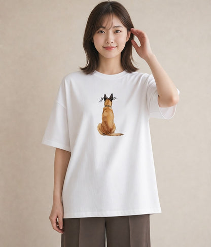 プリントTシャツ レディース ジャーマンシェパード 犬 いぬ イラスト カフェコーデ 敬老の日 ホワイトデー 白T