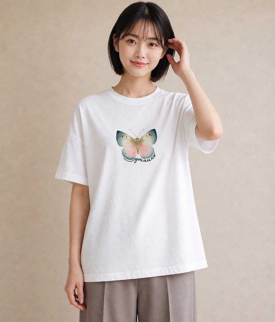 グラフィックTシャツ レディース ホタル 昆虫 虫 イラスト ユニーク 海 カフェ巡り 白T