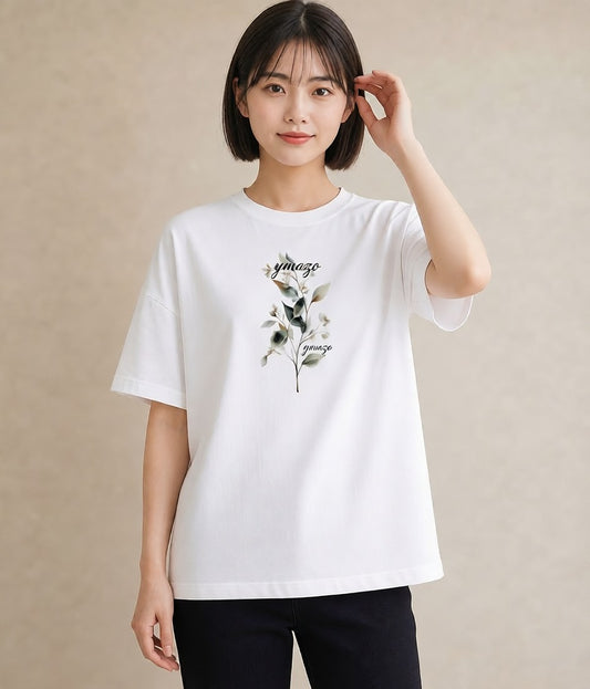 Tシャツ レディース ハーブ 植物 ボタニカル イラスト 線画 カフェ巡り 女子会 白T