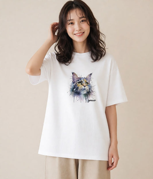 半袖Tシャツ レディース 猫の手 猫 ねこ イラスト シンプル お出かけ 普段着 白T