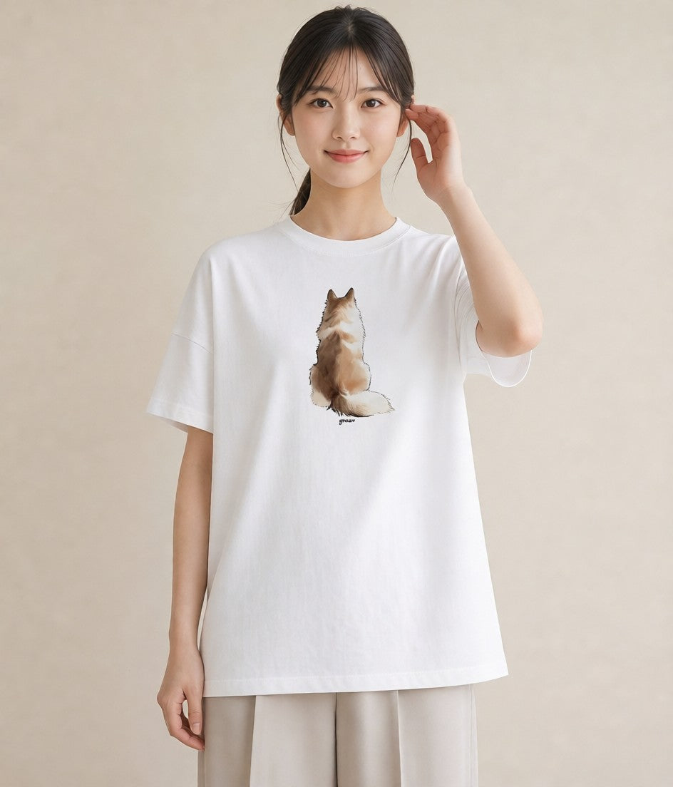 デザインTシャツ レディース 犬好き 犬 いぬ イラスト ママ カフェ服 白T